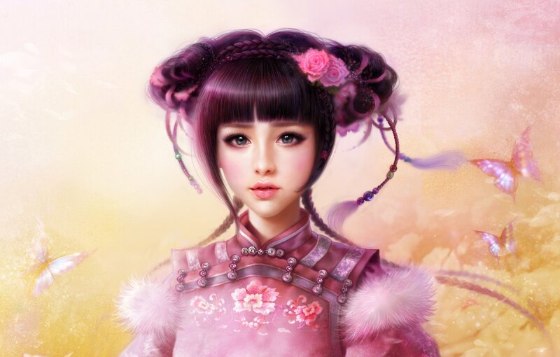 Young Girl in Pink Dress — Serene, Sunset