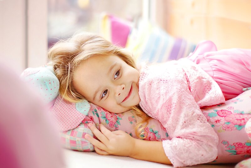 Young Girl in Pink Pajamas
