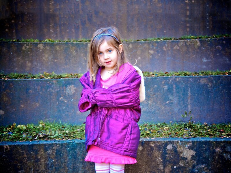 Young Girl in Purple Coat — Neutral