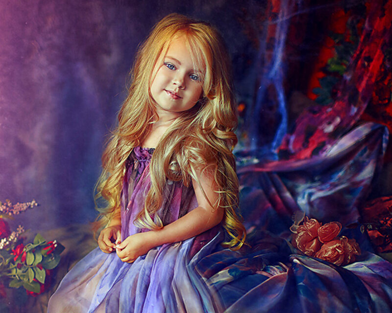 Young Girl in Purple Dress — Dramatic