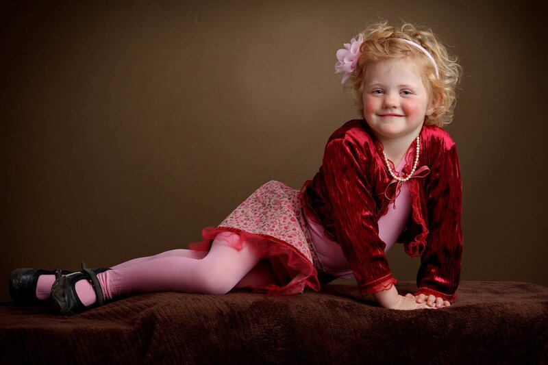 Young Girl in Red Dress — Brown