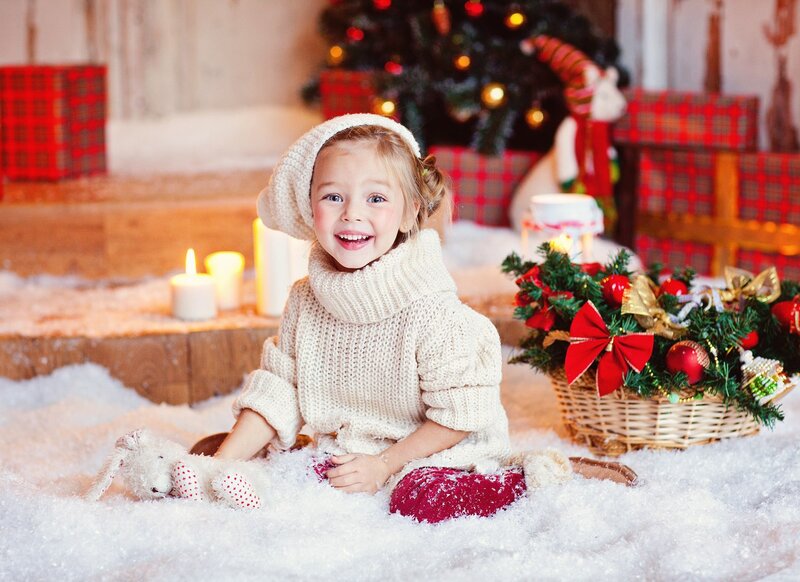 Young Girl in Snow — White, Festive