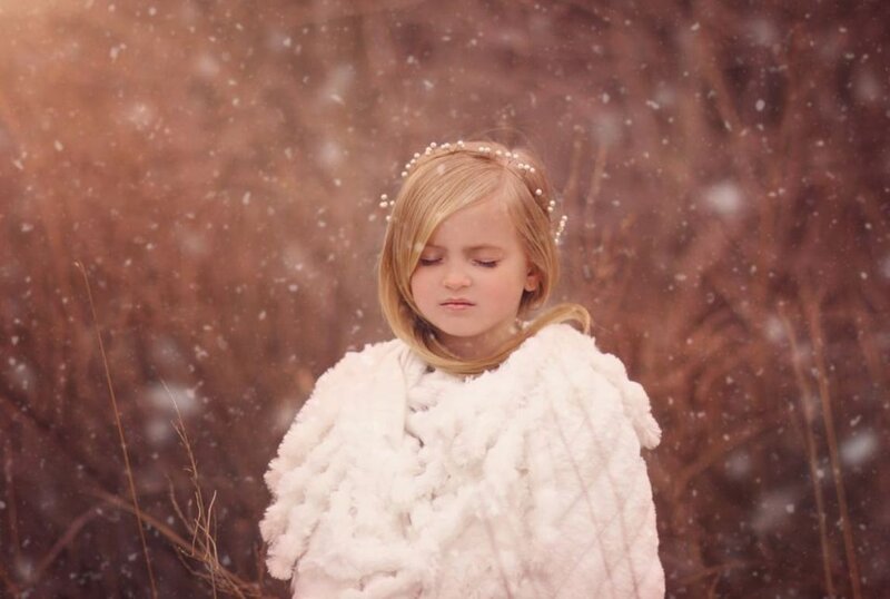 Young Girl in Snow — White