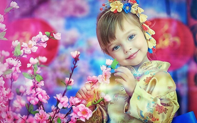Young Girl in Traditional Dress — Pink