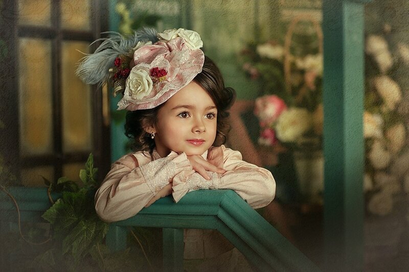 Young Girl in Vintage Dress — Pink