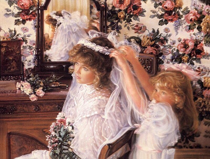 Young girl in wedding dress