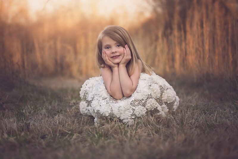 Young Girl in White Dress — Serene, Sunset
