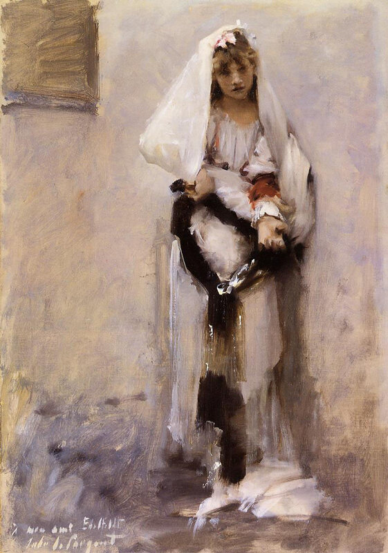 Young girl in white veil