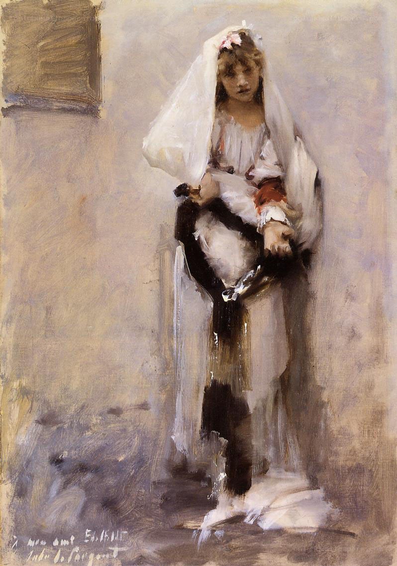 Young girl in white veil