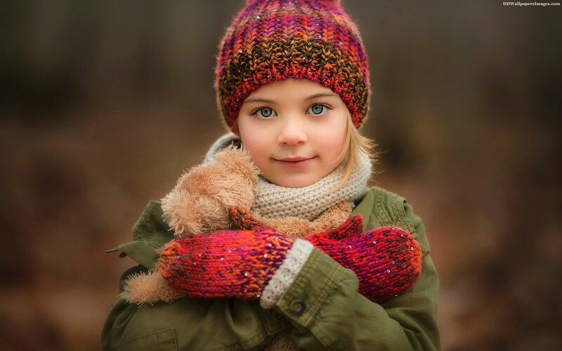 Young Girl in Winter Clothes — Green