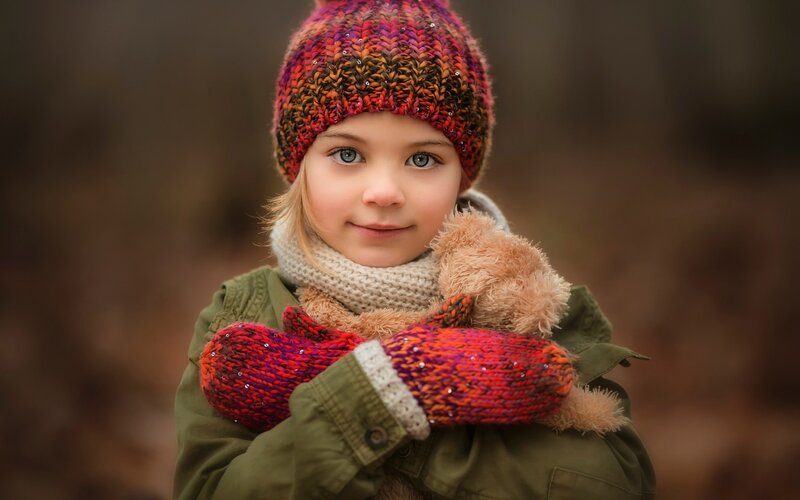 Young Girl in Winter Clothes — Red