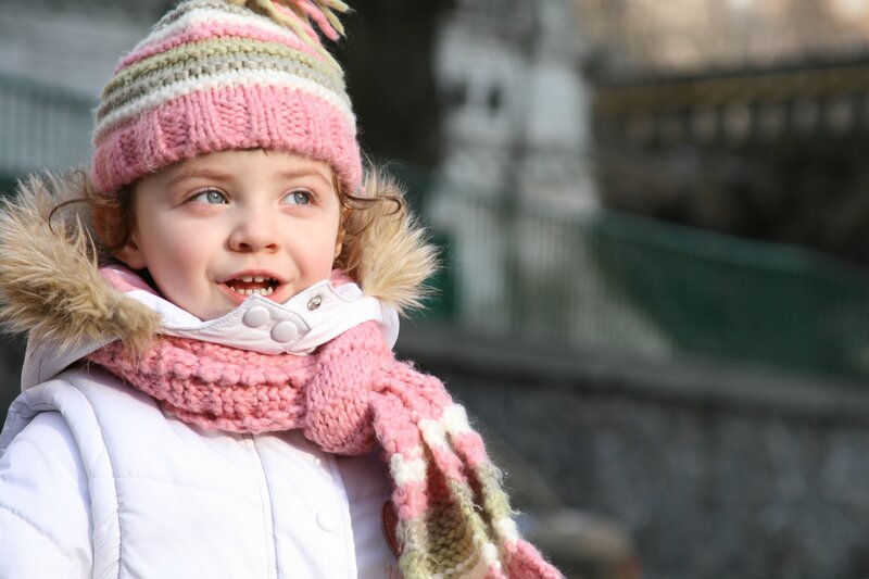 young girl in winter clothes