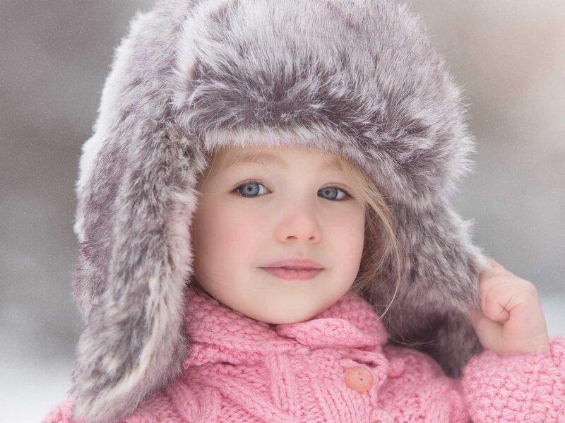 Young Girl in Winter Hat — Gray