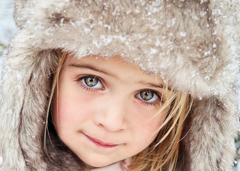 Young Girl in Winter Hat — White, Calm