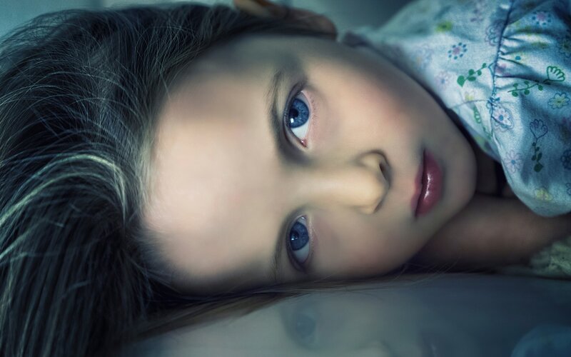 Young Girl Lying Down — Blue
