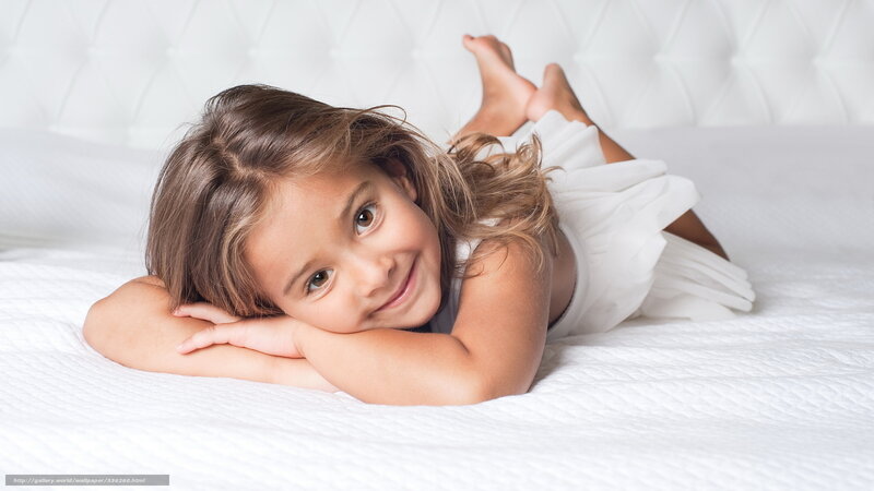 Young Girl on Bed — White, Calm