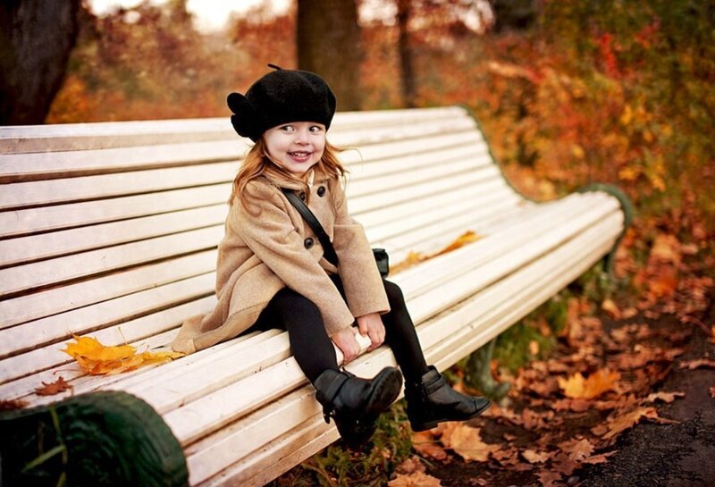 Young Girl on Bench — Brown