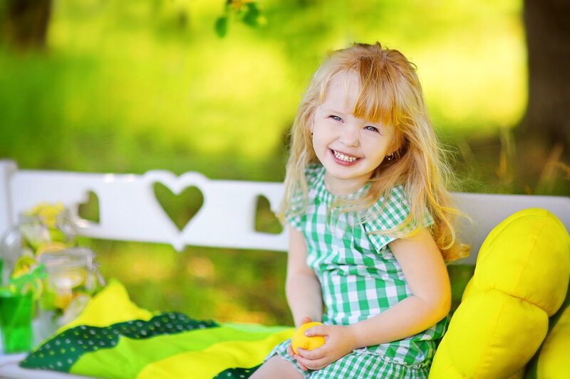 Young Girl on Bench — Green