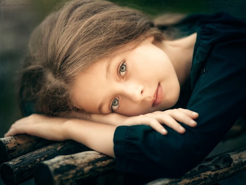 Young Girl Resting — Brown, Calm