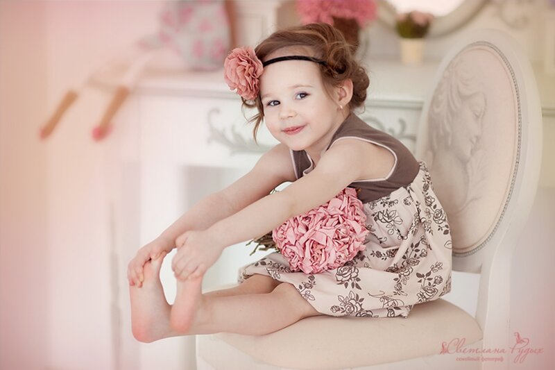 Young Girl Sitting on Chair — Pink