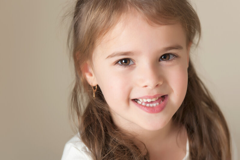 Young Girl Smiling — Brown, Happy, Photograph, Earring