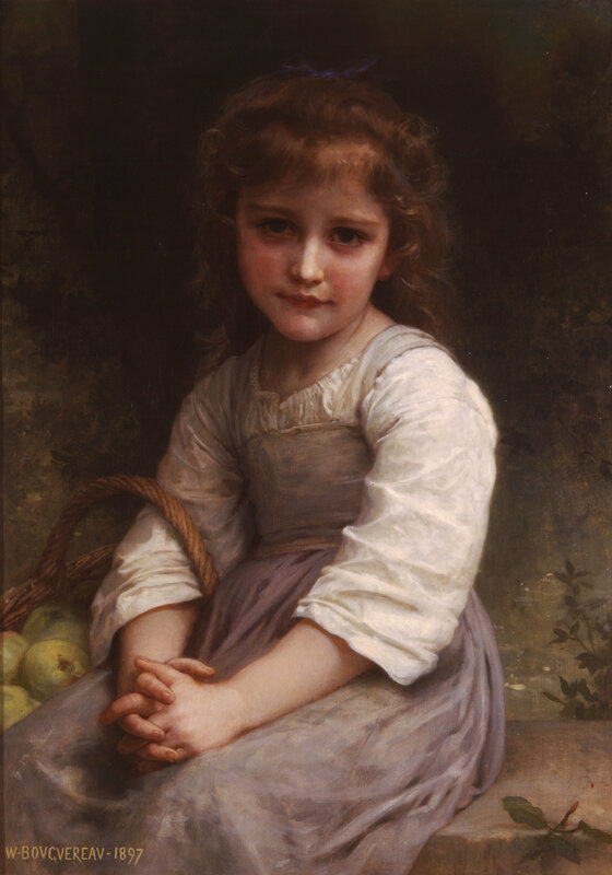 Young Girl with Basket — White