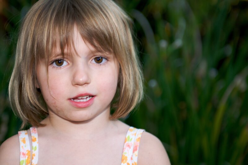 Young Girl with Blonde Hair — White, Calm, Afternoon