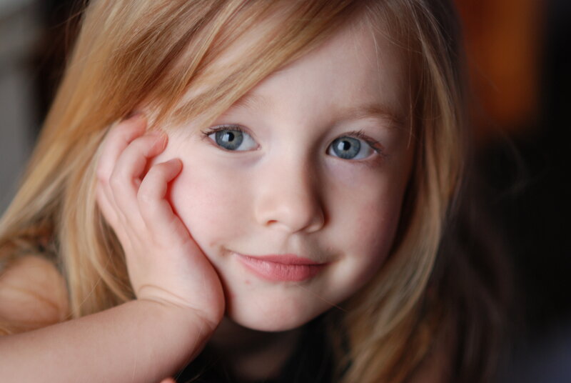 Young Girl with Blue Eyes — Blonde, Calm, Photograph