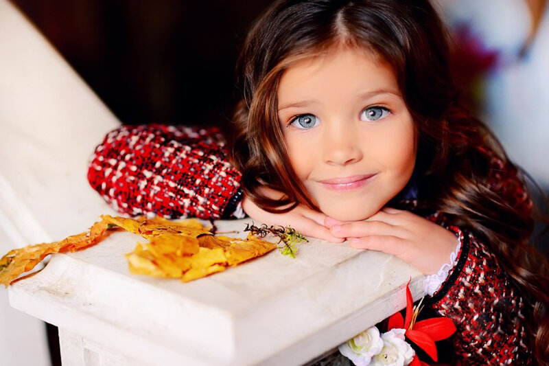 Young Girl with Blue Eyes — Brown, Calm, Autumn