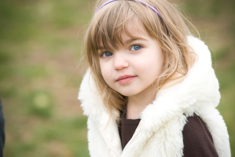 Young Girl with Blue Eyes — Brown, Calm, Photograph