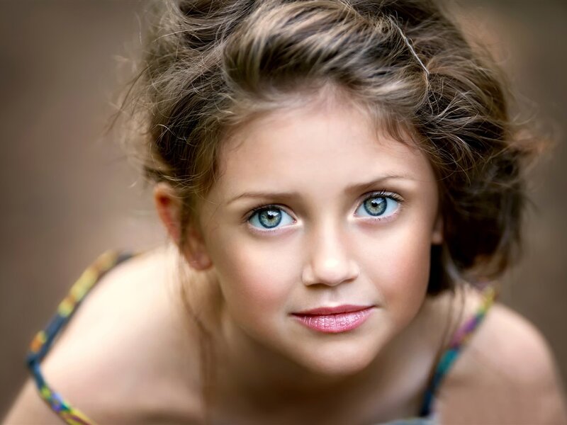 Young Girl with Blue Eyes — Brown, Calm