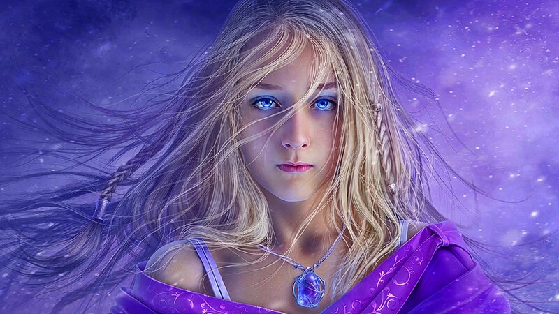 Young Girl with Blue Eyes — Purple