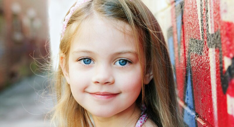 Young Girl with Blue Eyes — Red