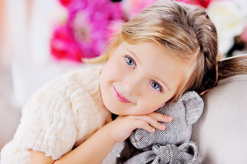 Young Girl with Blue Eyes — White, Calm