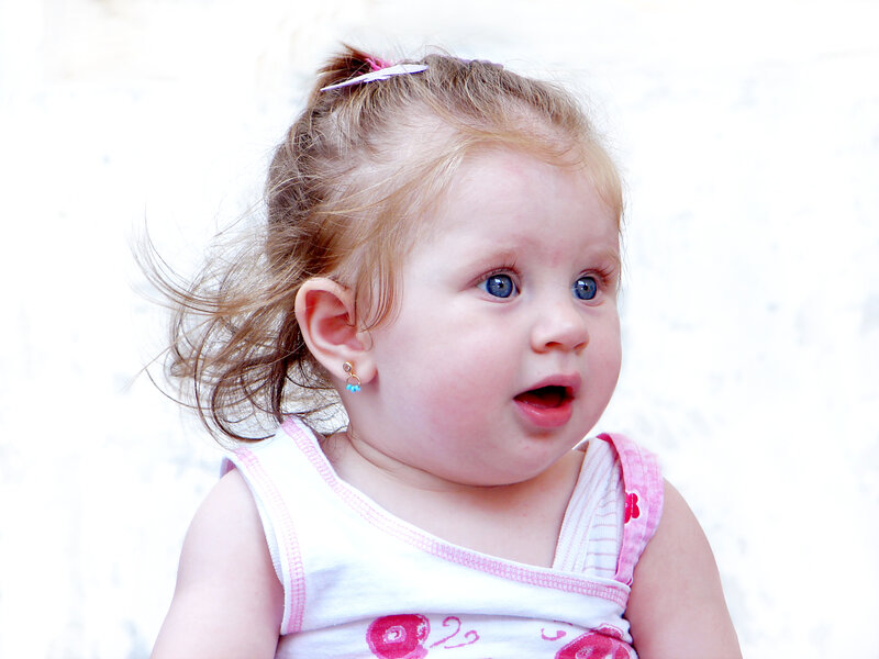 Young Girl with Blue Eyes — White