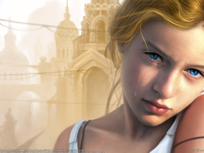 Young Girl with Blue Eyes — Yellow