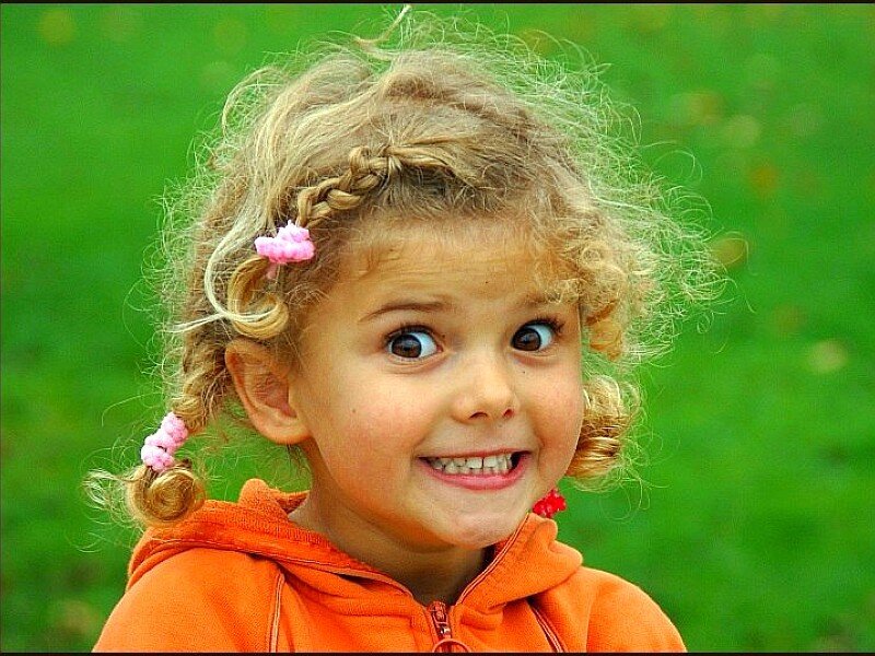 young girl with braided hair