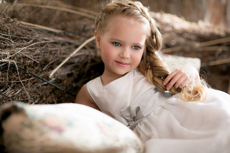 Young Girl with Braided Hair — White