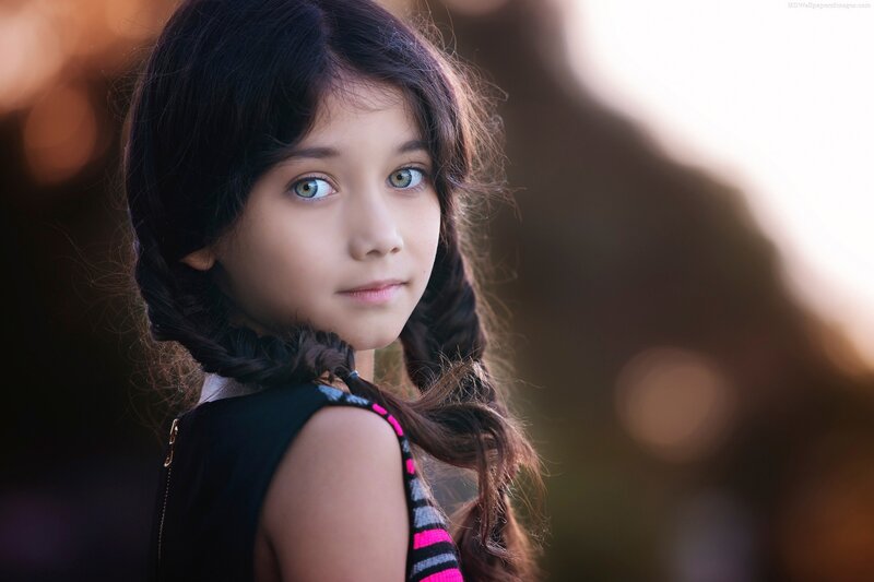 Young Girl with Braids — Brown