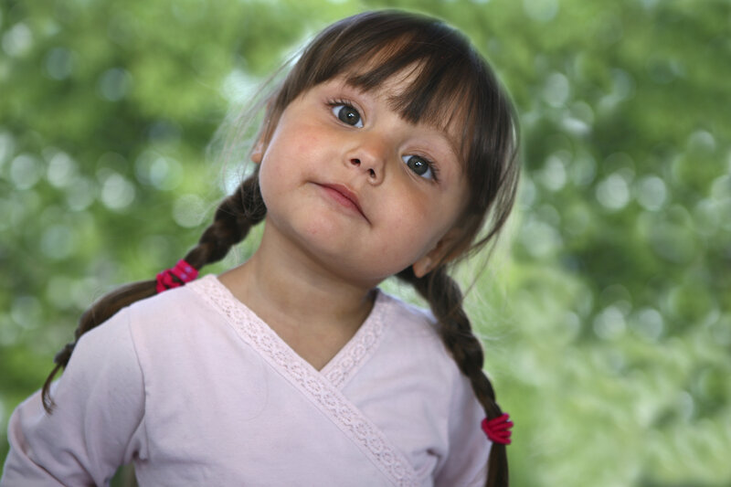 Young Girl with Braids — Green