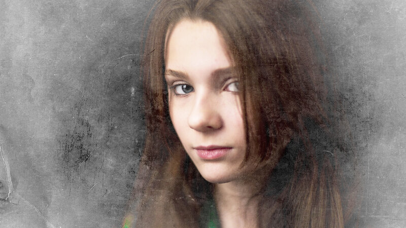 Young Girl with Brown Hair — Gray