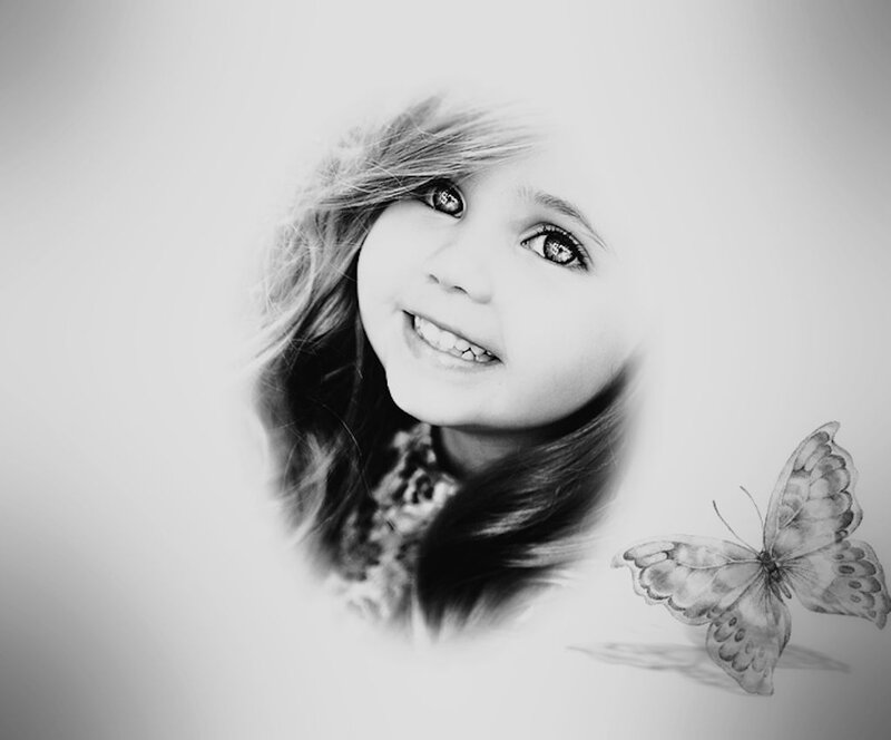 Young Girl with Butterfly — Black