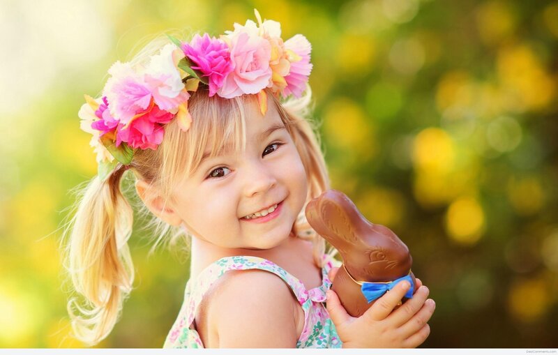 Young Girl with Chocolate Bunny