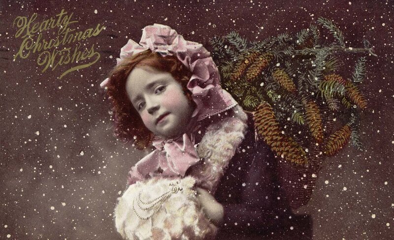 Young Girl with Christmas Tree