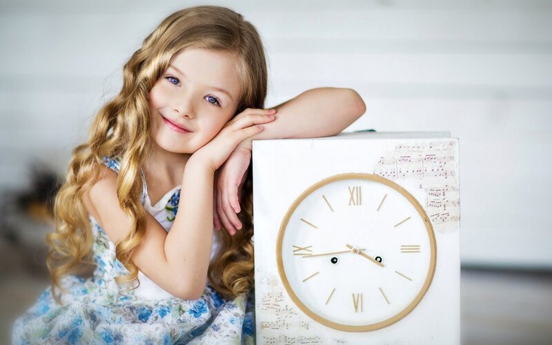 Young Girl with Clock