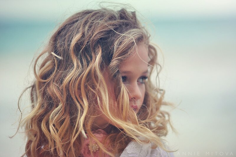 Young Girl with Curly Hair — Blonde, Serene