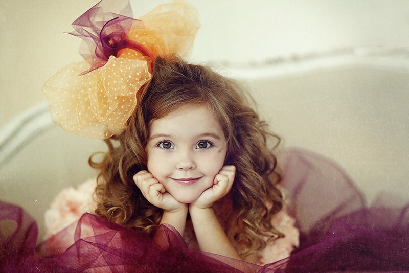 Young Girl with Curly Hair — Purple