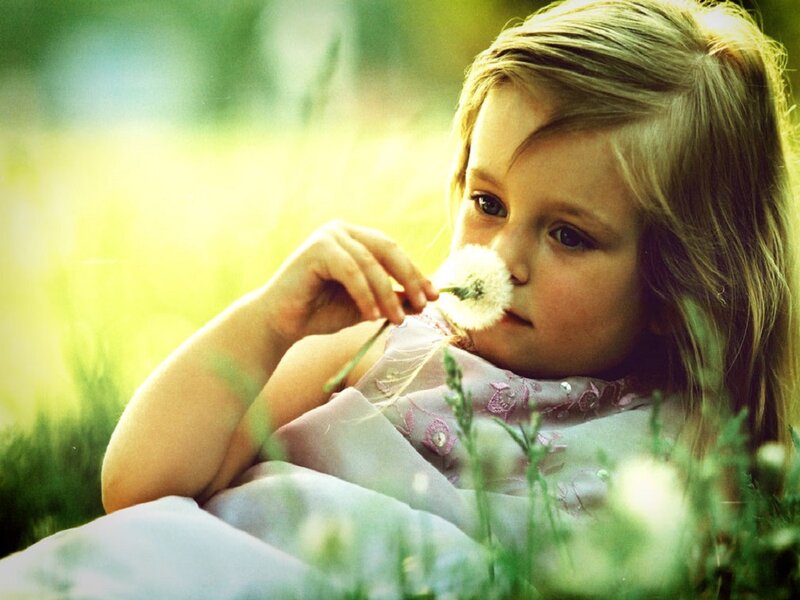 Young Girl with Dandelion — Green