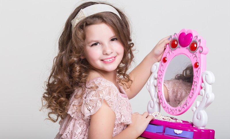 Young Girl with Doll Mirror