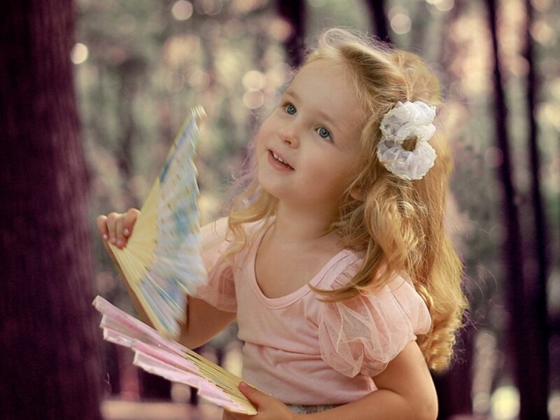 Young Girl with Fans